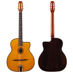 41 Inch Jango Acoustic Guitar High Gloss 6 String Folk Guitar Orange Django Guitar Gypsy Swing Solid Wood Spruce Top