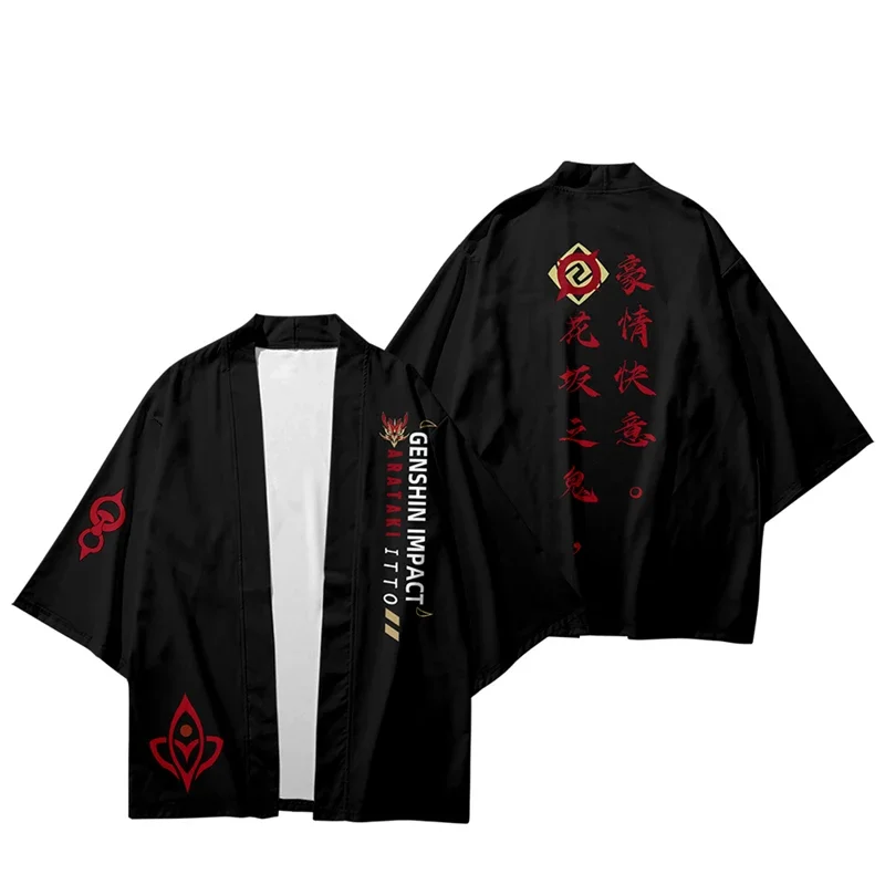Game Genshin Impact Arataki Itto Kimono Shirt 3D Print Arataki Itto Cosplay Haori Cloak Party Tops Streetwear Shirt