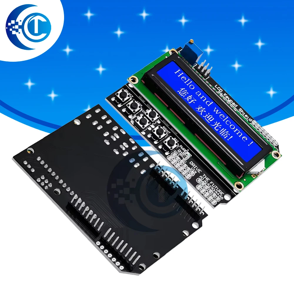 LCD1602 Keypad Shield With Blue Screen, For Arduino UNO ATMEGA328 ATMEGA2560 and Raspberry Pi