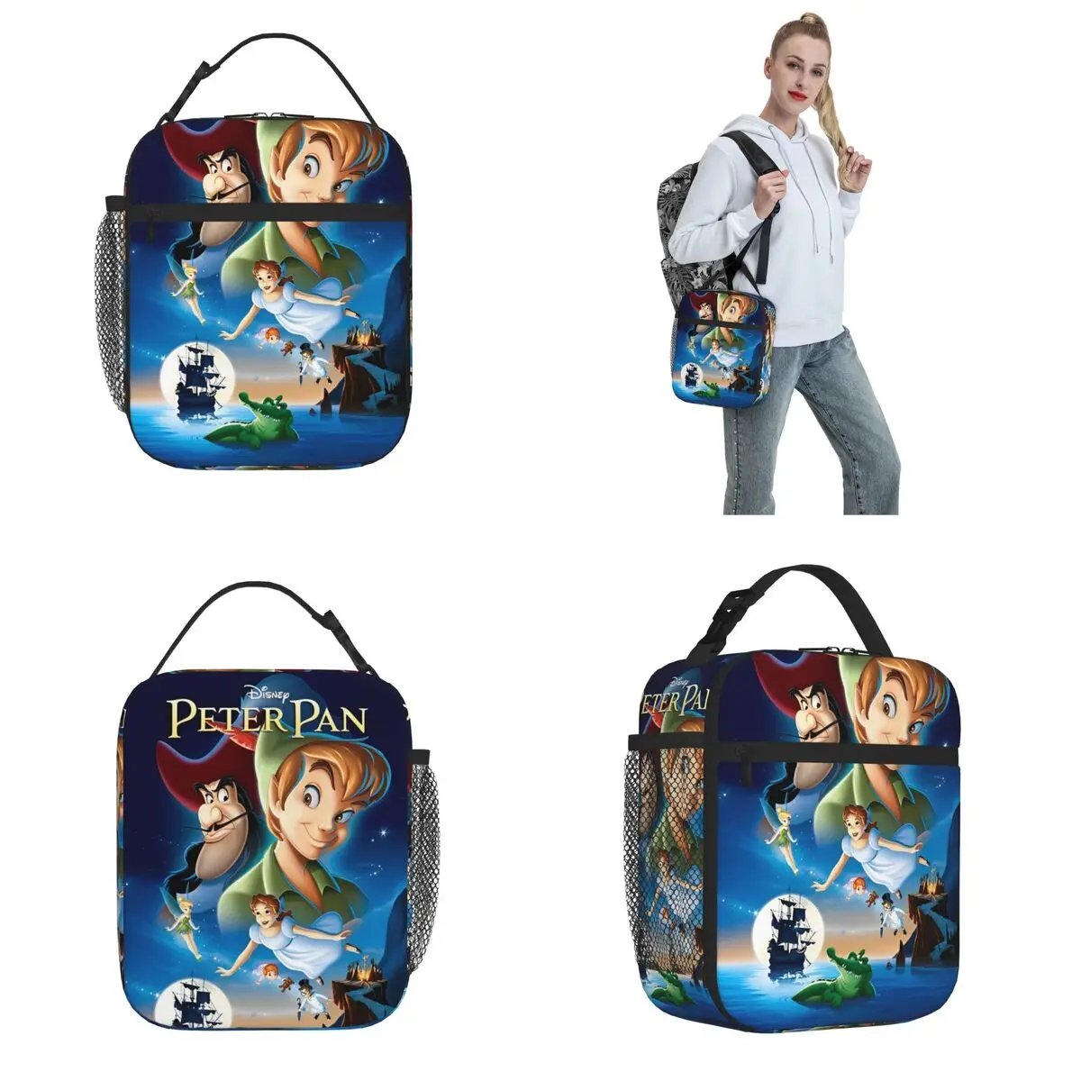 بيتر بان الكرتون معزول أكياس الغداء للسفر الشهيرة قصة خرافية الغذاء حقيبة التخزين المحمولة الحرارية برودة صناديق الغداء