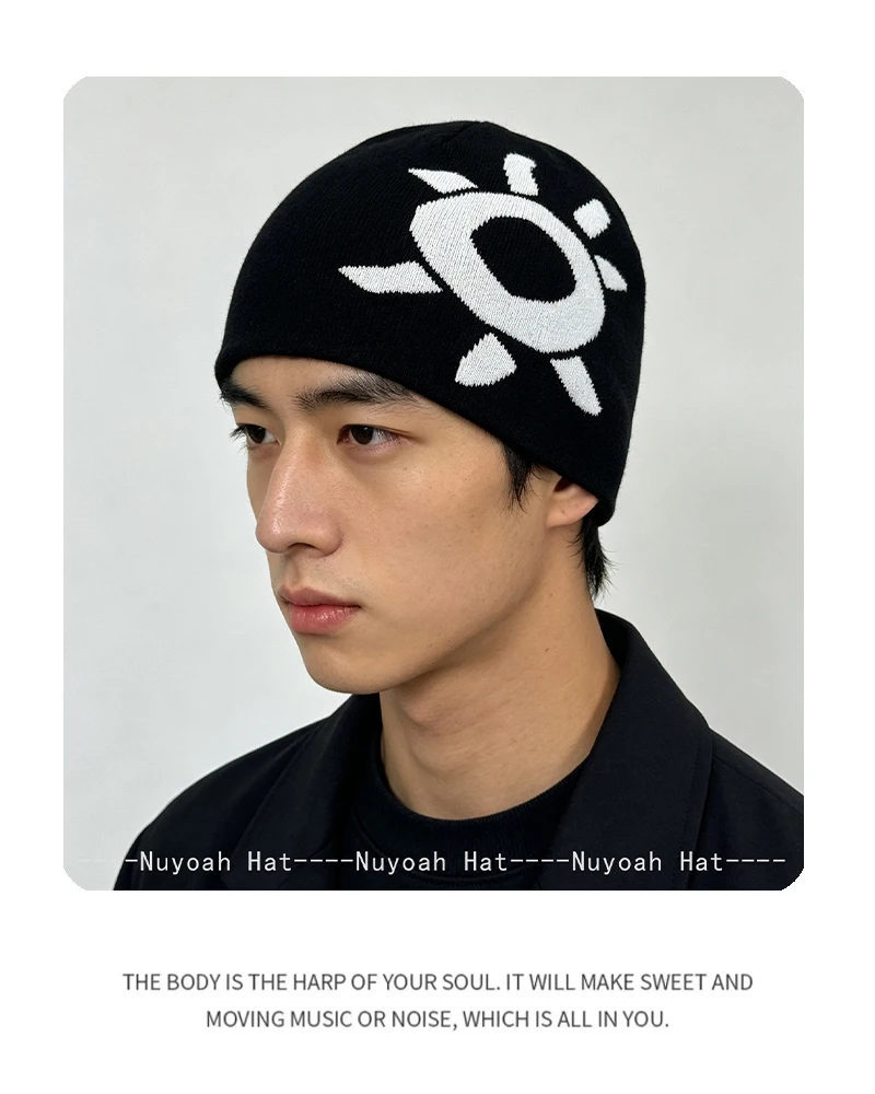 Neue Herren- und Damen-Hip-Hop-Mützen, schlichte Jacquard-Strickmützen, warme Outdoor-Mützen, vielseitige, persönliche Beanies, Farbblock-Design, modische Street-Sportmützen – Detail 6