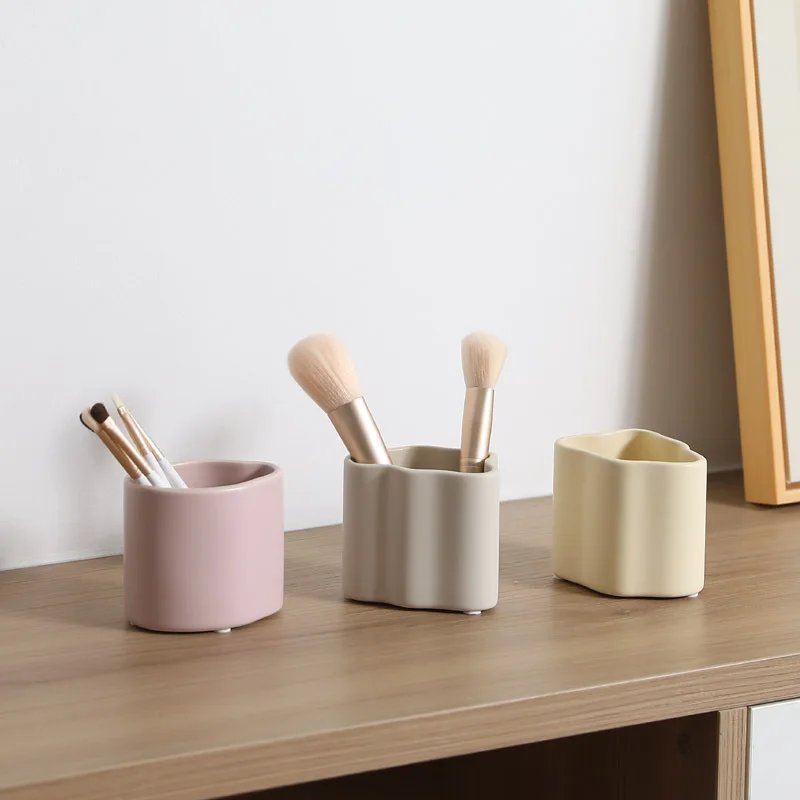 ins Nordic style ceramic makeup brush cartridge, eyeliner eyebrow pencil storage cartridge, cotton swab box, jar decoration whol