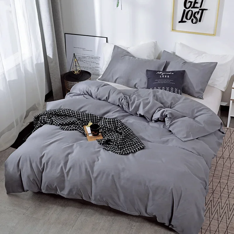 

Nordic Solid Color Sanding Duvet Cover 220x240 Single Double Queen King Simple Bedding Set Pillowcase Bedclothes (No Bed Sheet)