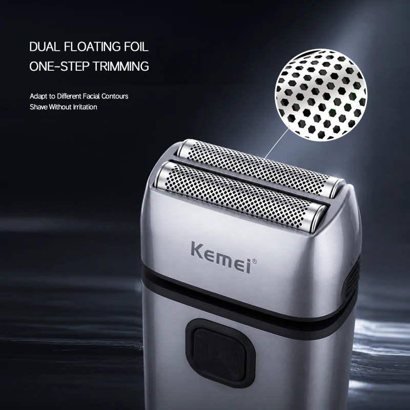 KEMEI Men's Electric Shaver with Adjustable Speed, 7500RPM Rechargeable Beard Trimmer, Mesh Guard Razor, Bald Head Hair Clipper