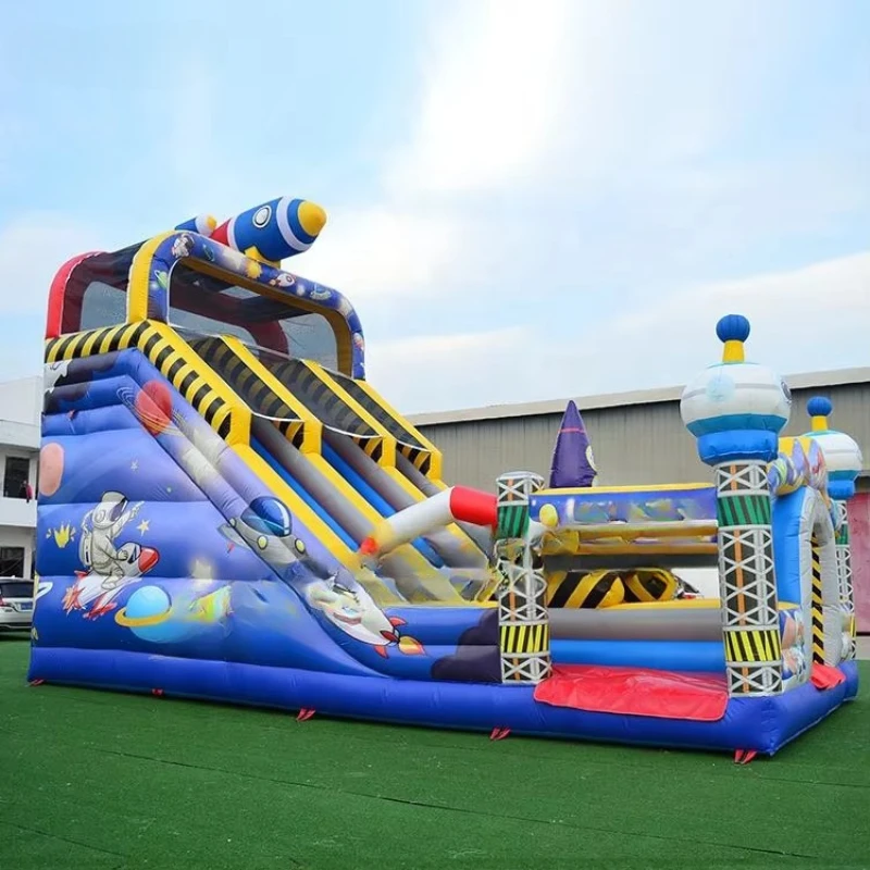 

Customized PVC Outer Space Rocket Theme Jumping Castle Bounce House Moonwalk Inflatable Bouncer Bouncy Castle with Slide Combo