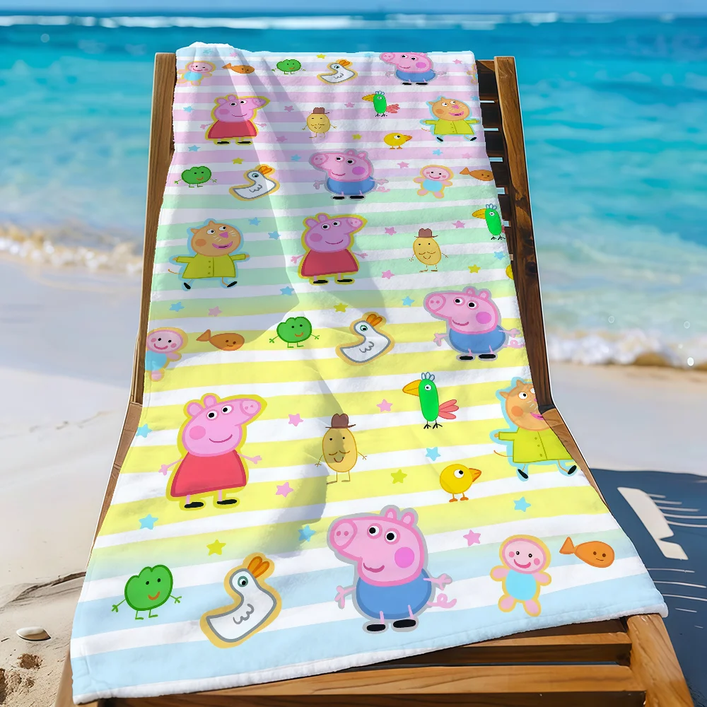 HB Cartoon P-Peppa P-Pig Towel Quick Drying Beach Towels Are Suitable For Swimming Pools Camping Yoga And The Gym
