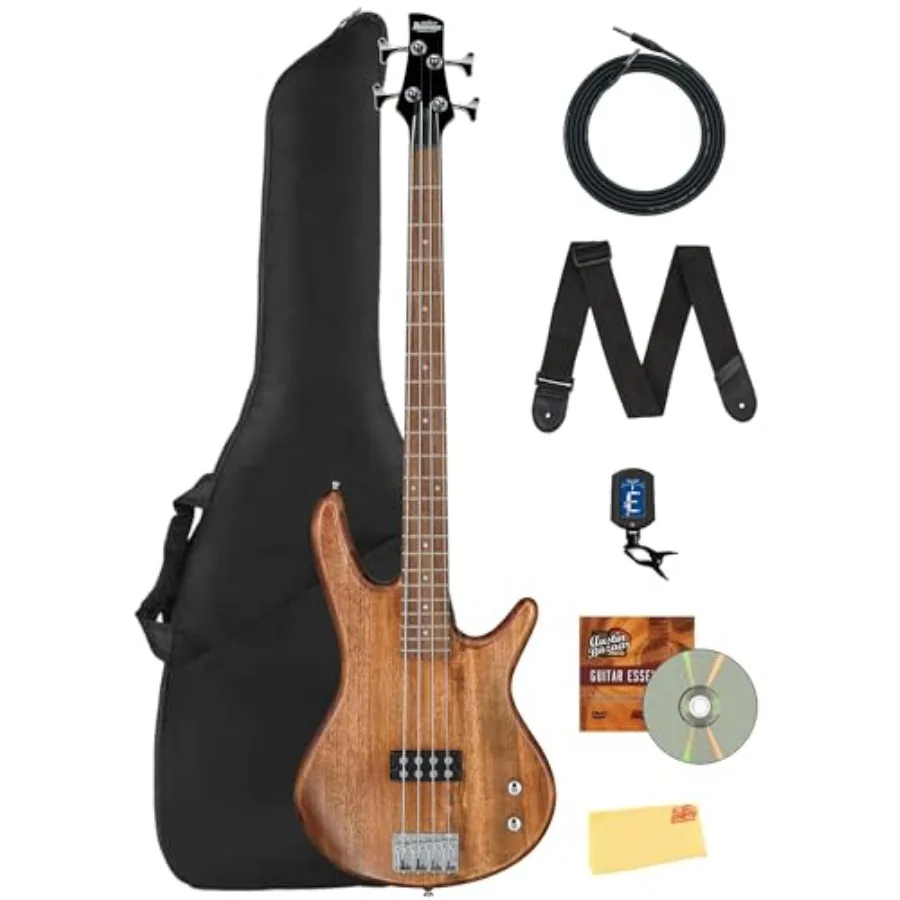 

GSR100EX SR GIO Bass Guitar for beginners Mahogany body, natural oil finish, lightweight ergonomic design with gig bag, tuner,