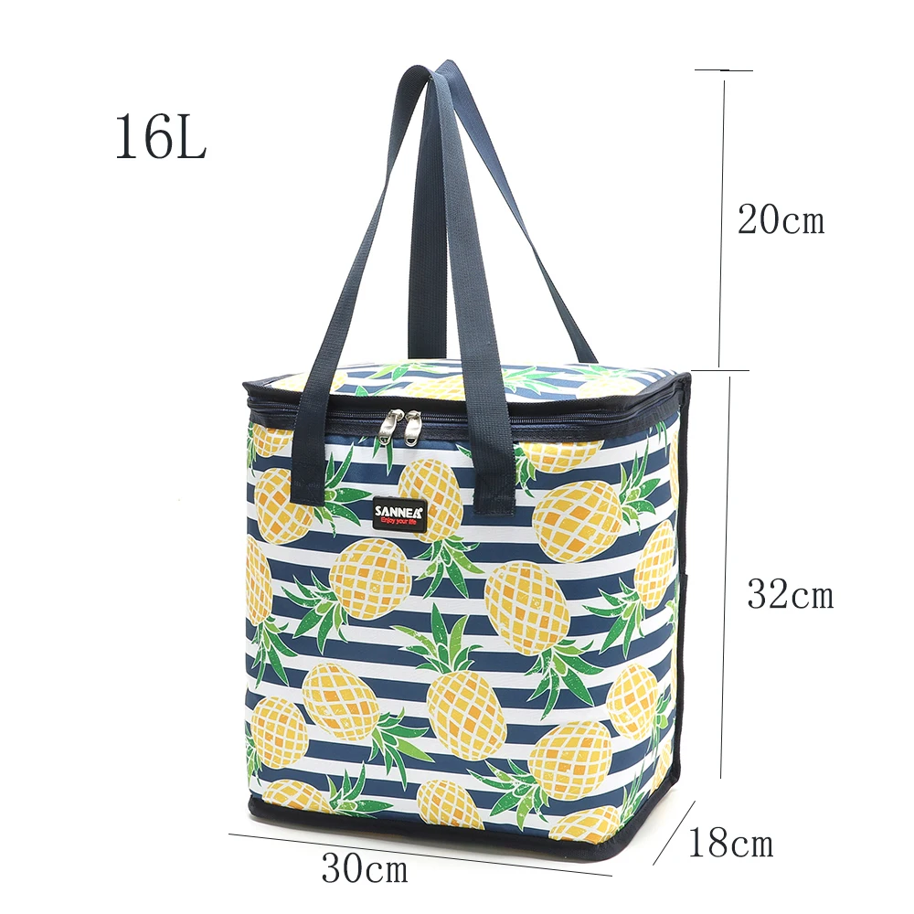 SANNE 16L Large Capacity Portable Lunch Bag New Thermal Insulated Tote Cooler Box Handbag Waterproof Oxford Ice Pack Thermal