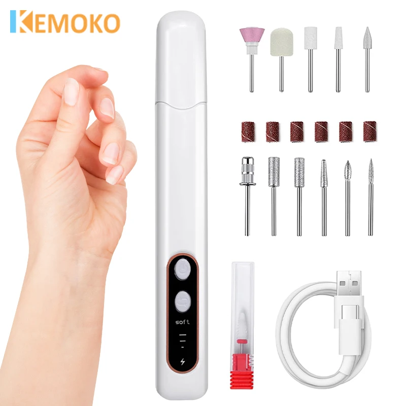 

Nail Drill Handle Pen Nail File Machine Rechargeable Nail Drill Tools for Acrylic Gel Nails Polishing Pedicure Manicure Set
