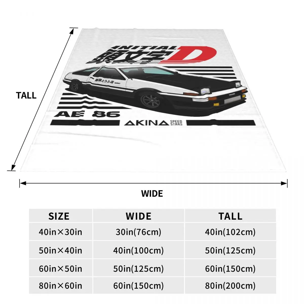 Anime Drift AE86 Initial D (2) Blankets Fleece Sofa Throw Blanket Multi-function for Home Bedroom Office Throws Bedspread Quilt