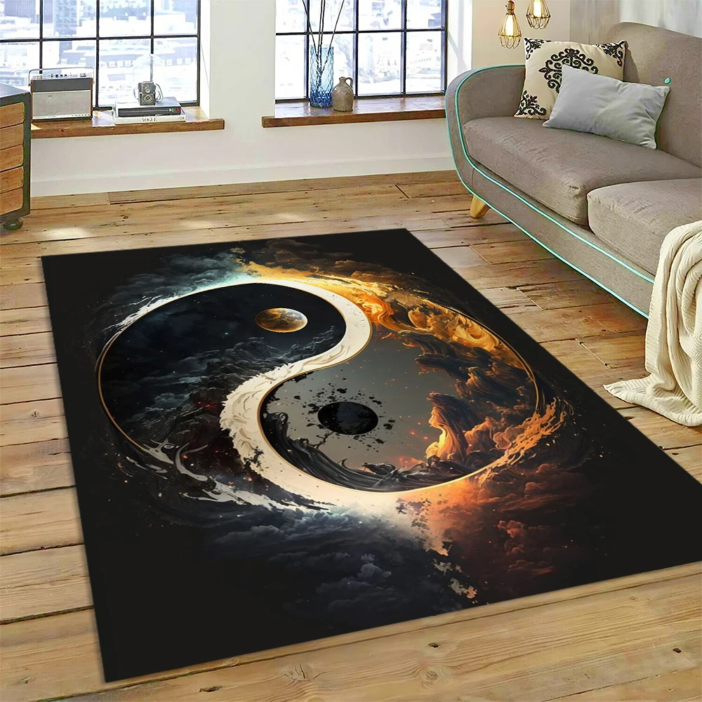 3D Naturalize Yin and Yang Chinese Tai Chi Carpet Rug for Home Living Room Bedroom Sofa Doormat Decor,Kids Area Rug Non-slip Mat