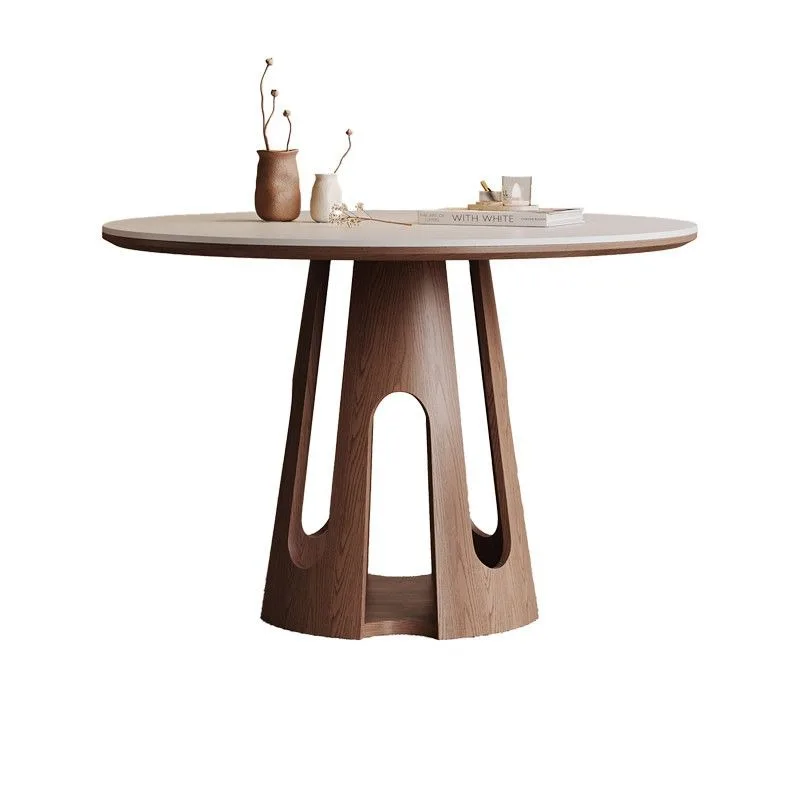 

Full-trust Italian wabi-sabi style high-end matte rock slab dining table