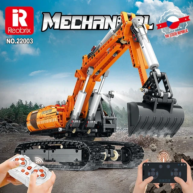 

Reobrix 22003 Mechanical Excavator Engineering Series RC Car APP Remote Control Technology Puzzle Assembly Toys Building Blocks