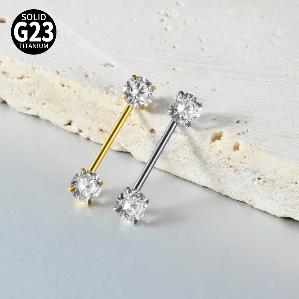 1/2PCS Sexy CZ Heart Nipple Piercing Titanium Crystal Nipple Barbell Shield Ring Nails Breast Pierced Jewelry Chest Decor 16G