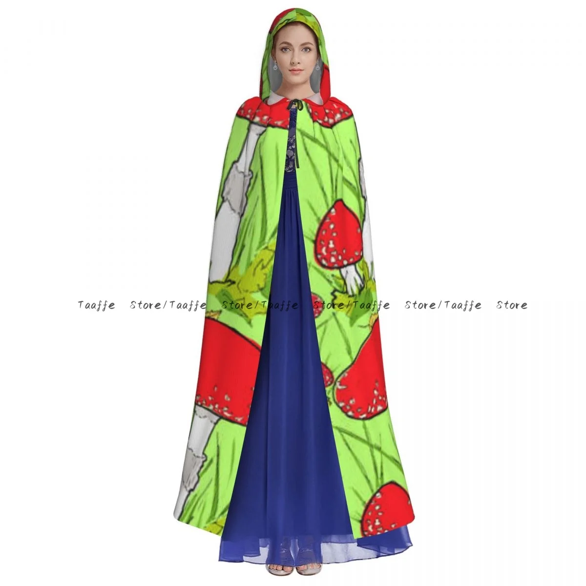 Medieval Halloween Cosplay Cloak Hooded Coat Red Fly Agaric Mushrooms Cape Coat Long Trench Costume Wizard Cloak