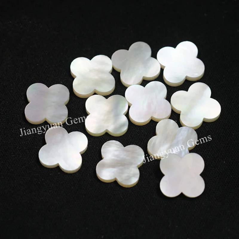 

5pcs Natural Four Leaf Clover Stone 6x6x2mm~15x15x2mm White Shell Loose Gemstone for Jewelry Making