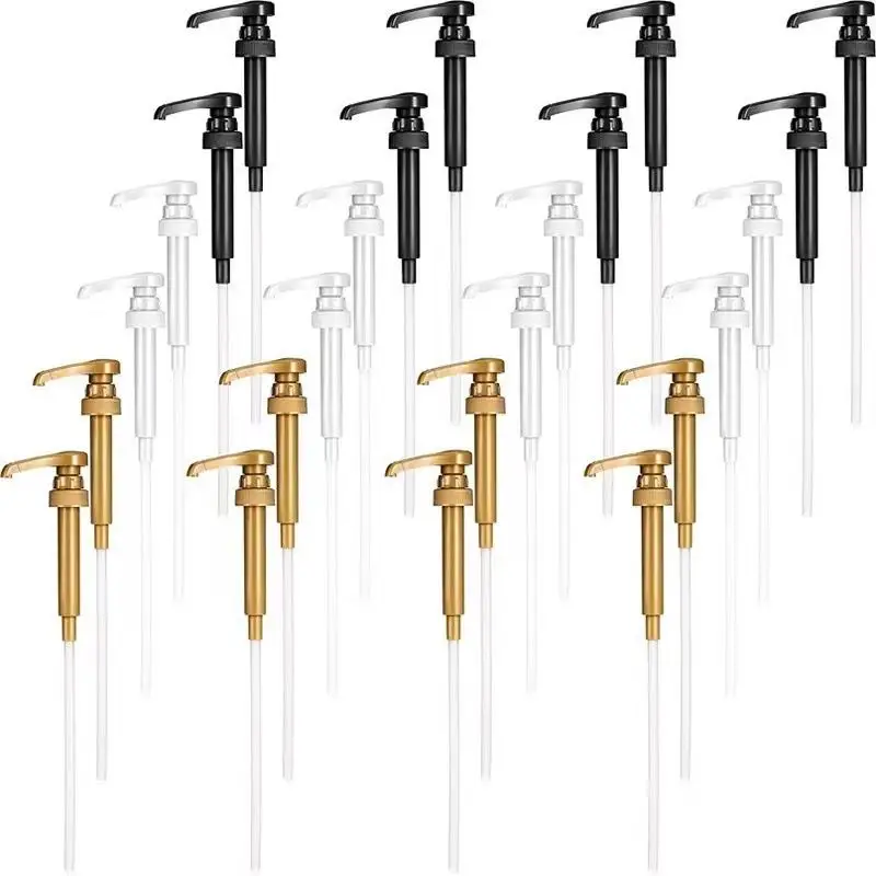 *1/6Pcs Syrup Pump Coffee Syrup Pump Dispenser Gold Syrup Pump Topper For 750ml/ 25.4oz Syrup Bottle Syrup Pumps For Coffee Bar