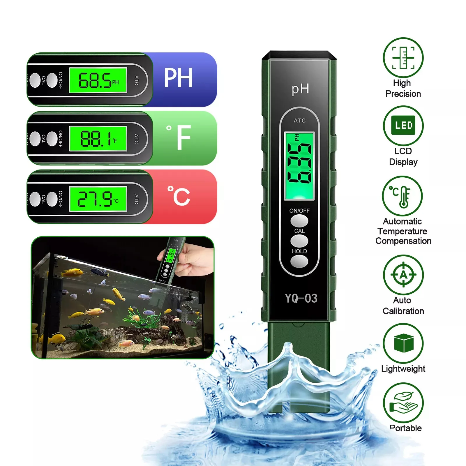 Professional pH Meter 0.00-14.00 pH ±0.01 Accuracy Digital LCD Tester Portable Pen Type Water Quality Analyzer for Lab