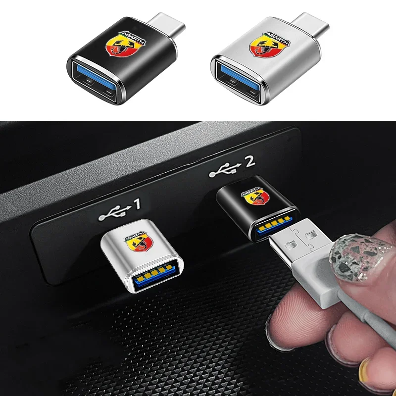 Car Emblem Charger Adapter C-type To USB Interface Charging Head For Abarth Freemont Strada 500x Grande Punto Ducato Stilo Palio