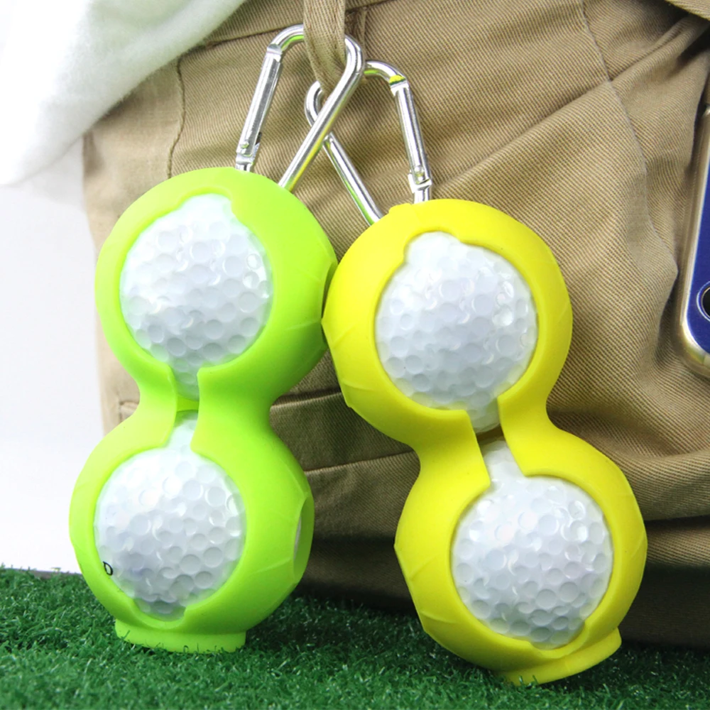 1Pcs Portable Golf Ball Protective Holder Cover Golf Ball Silicone Double Case Cover Golf Training Aids Golf Accessories 