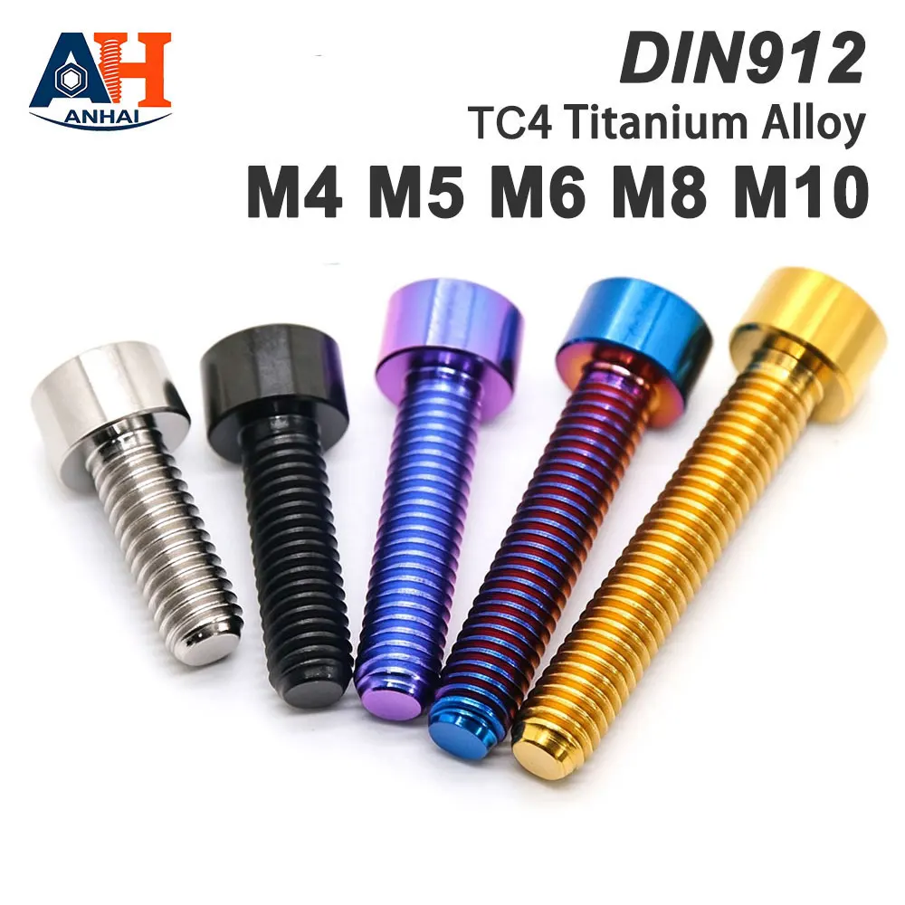 TC4 Titanium Alloy Hex Socket Cap Head Bolts M4 M5 M6 M8 M10 for Motorcycle & Bicycle