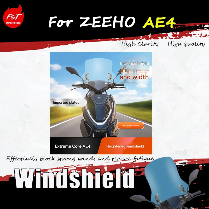 For ZEEHO AE4, the high-mounted windshield modification involves increasing both the height and width of the front windshield.