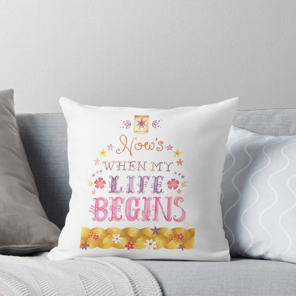 

Tangled Typography When Will My Life Begin Throw Pillow autumn decoration pillow cover christmas bed pillows pillow