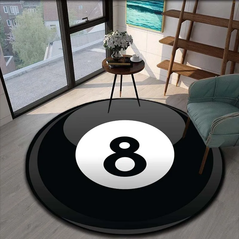 Billiards Number 8 Pattern Printed Carpet carpet  rugs for bedroom  carpets for living room  cute rug Circular carpet