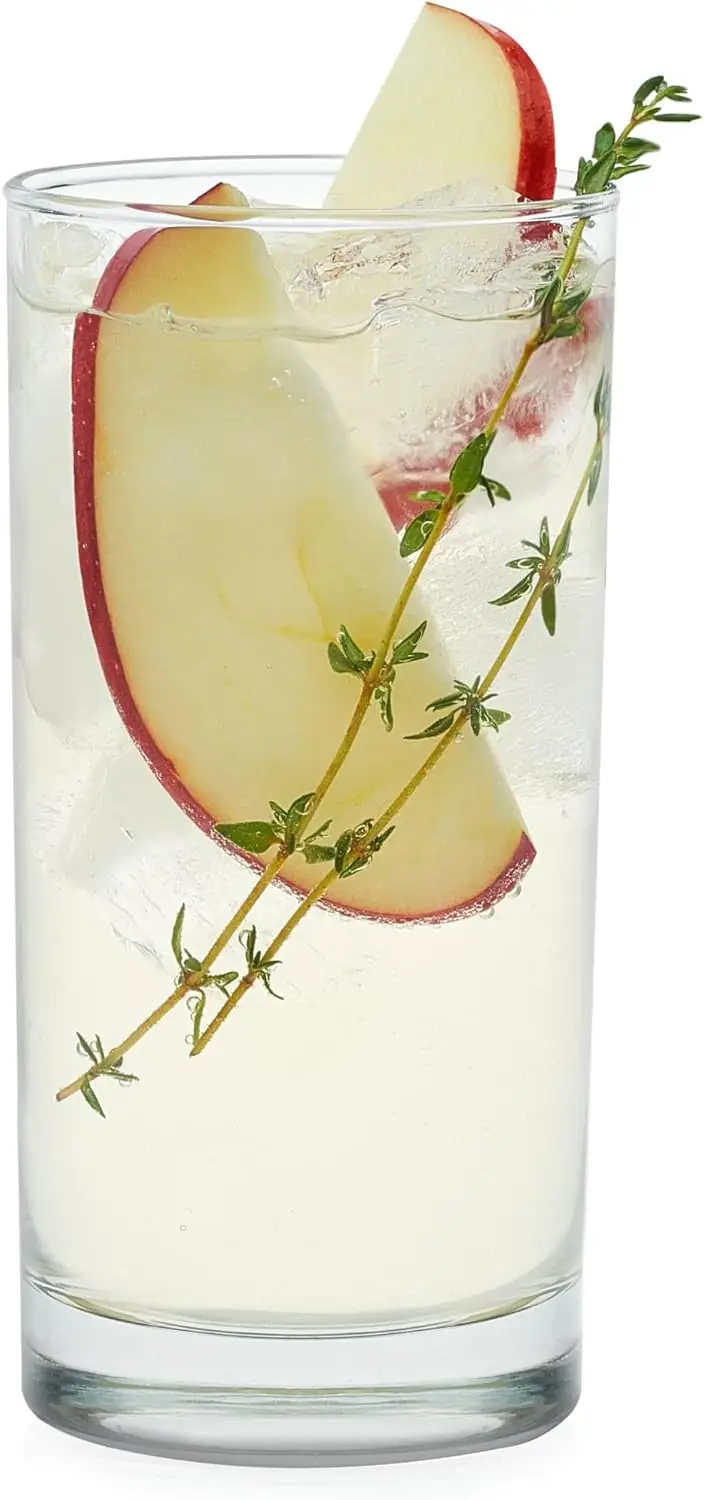 

Set of 8 Heavy Base Clear Drinking Glasses, 15.5 Oz Dishwasher Safe for Parties and Home