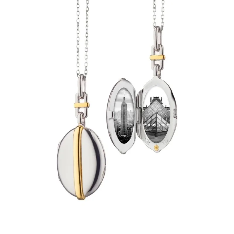 شخصية مخصصة صور المنجد 2-Tone البيضاوي التذكاري تذكار قلادة الفولاذ المقاوم للصدأ قلادة للنساء هدية مجوهرات عيد الميلاد