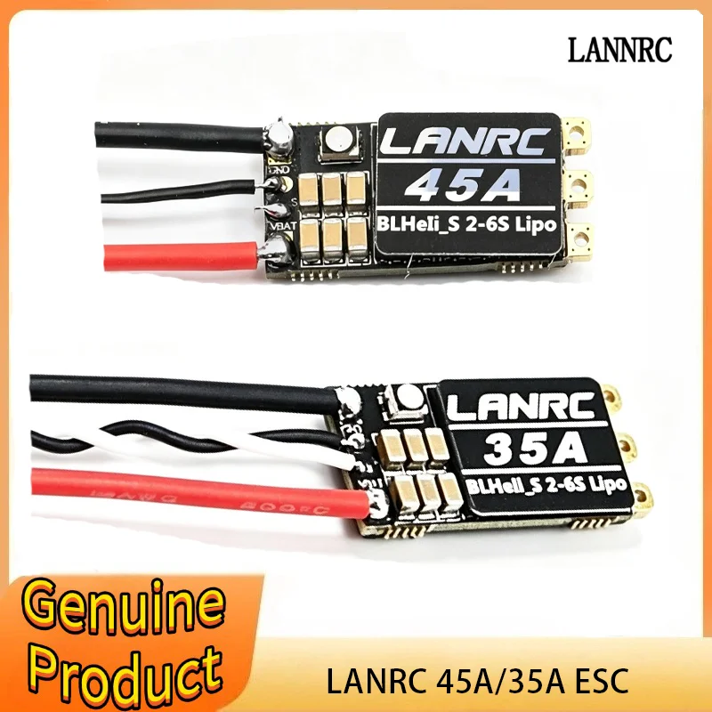 LANRC 45A 35A BLHeli_S ESC 2-6S Lipo Brushless Electronic Governor with LED Light Support DSHOT125/300/600 for Crossing Drones