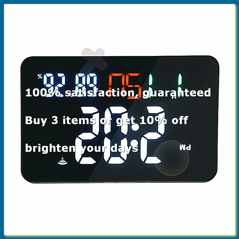 Digital Clock Alarm Clock WiFi Clock, Extra Large Letters, Temperature and Humidity, Calendar, Week, 4-Level Brightness