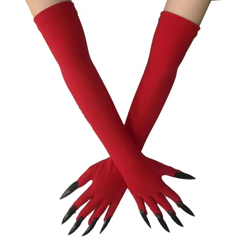 Cool Halloween Long Gloves Ghost Claw Dress up gloves Fashion red Long nails Cosplay Halloween Funny gloves C068