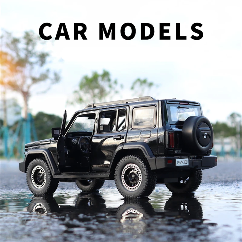 1:24 Jeeps Wrangler Tank 300 Alloy Car Model Diecasts Metal Toy Off-road Vehicles Car Model Simulation Sound Light Gift