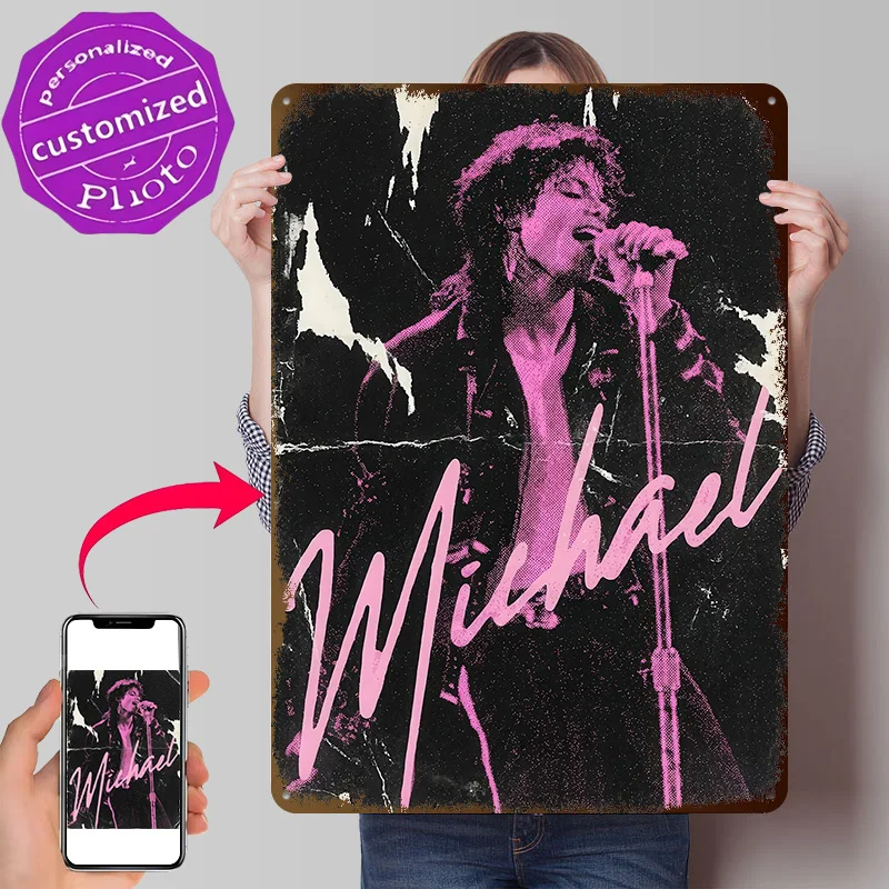 Michael Jackson Performing Live 3D Texture Printed Poster Custom Vintage Metal Tin Plate Sign for Wall Art Funny Signs House