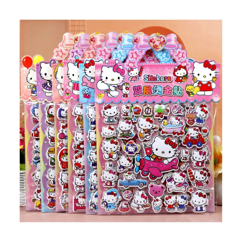 Cute Kids Reward Sticker Pack Kawaii Hello Kitty 3D Bubble Puffy Decals, Portable Children Stationery Toy Supplies view 5