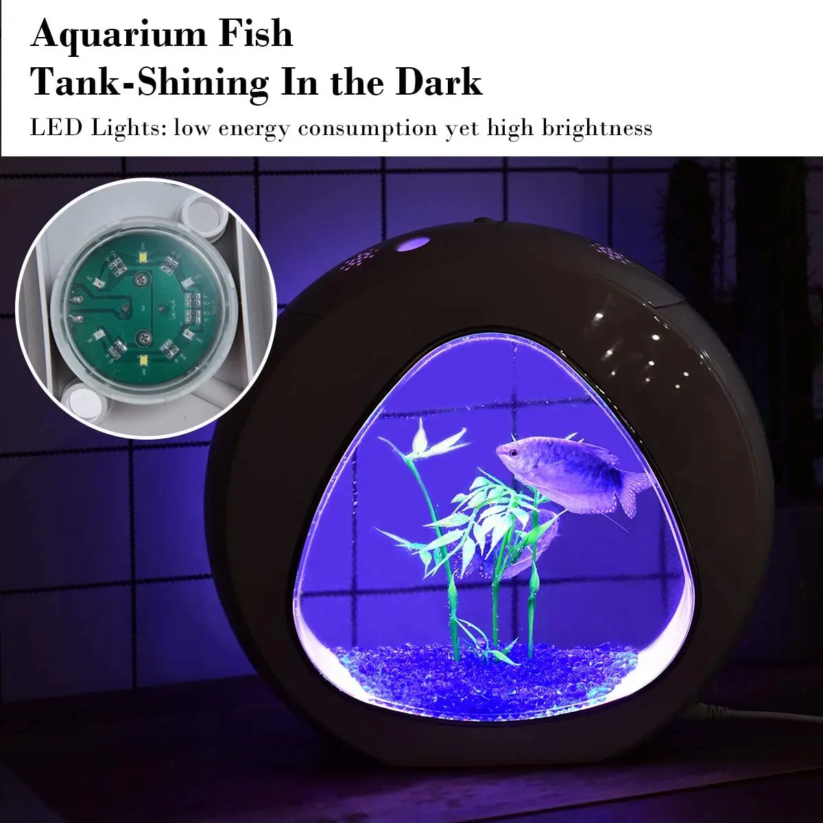 Imagem -06 - Betta Fish Tank com Led Light And Power Filter Aquário Bowl Complete Aquatic Plants Fish Aquarium Vem com Plantas Artificiais Galão