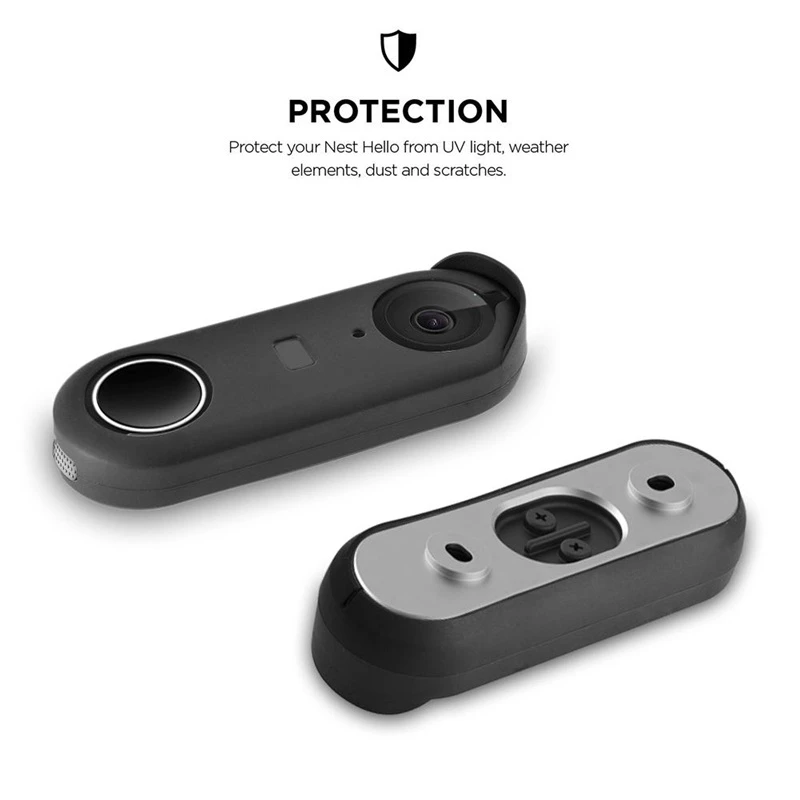 Silicone Case Designed for Hello Doorbell Cover (Black) - Full Protection Night Vision Compatible