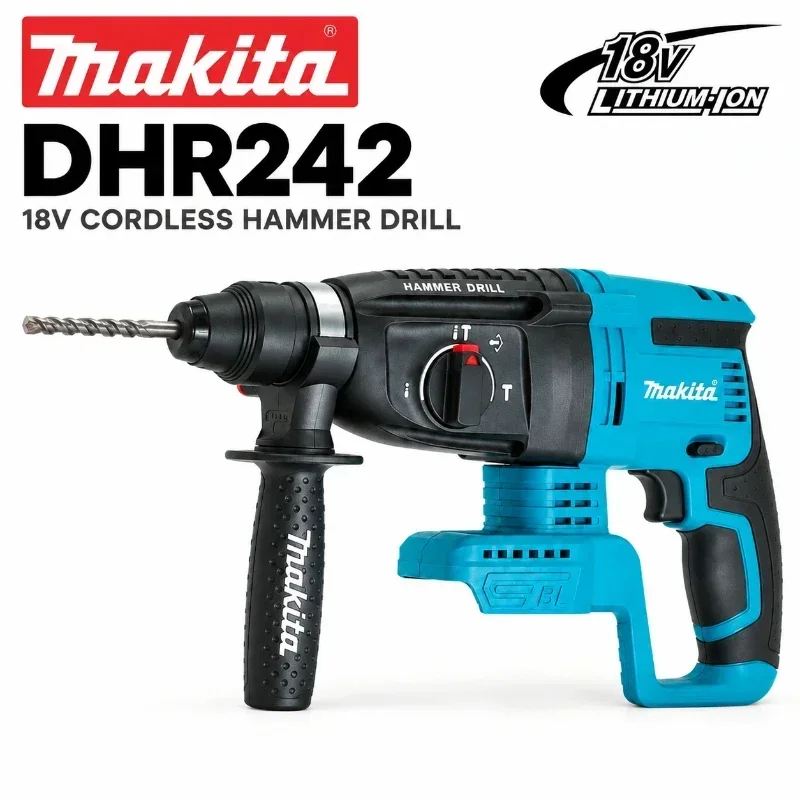 Makita DHR242 18V Bürstenloser Akku-Bohrhammer SDS Plus, 24mm Betonkapazität 2,0J 4700 IPM 3 Modi, Professionelles Bauwerkzeug für BL1860B BL1850B BL1815, EU-Lager Schnelle Lieferung