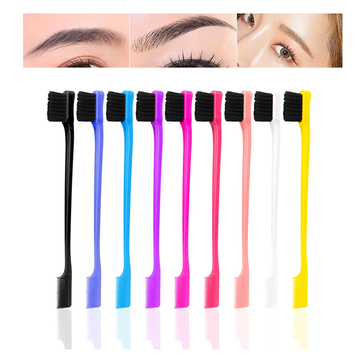 1Pc Random Color Professional 2 In 1 Edge Brushes Hair Styling Comb Plastic Double Sided Eyebrow Brush Hairdresser Tools