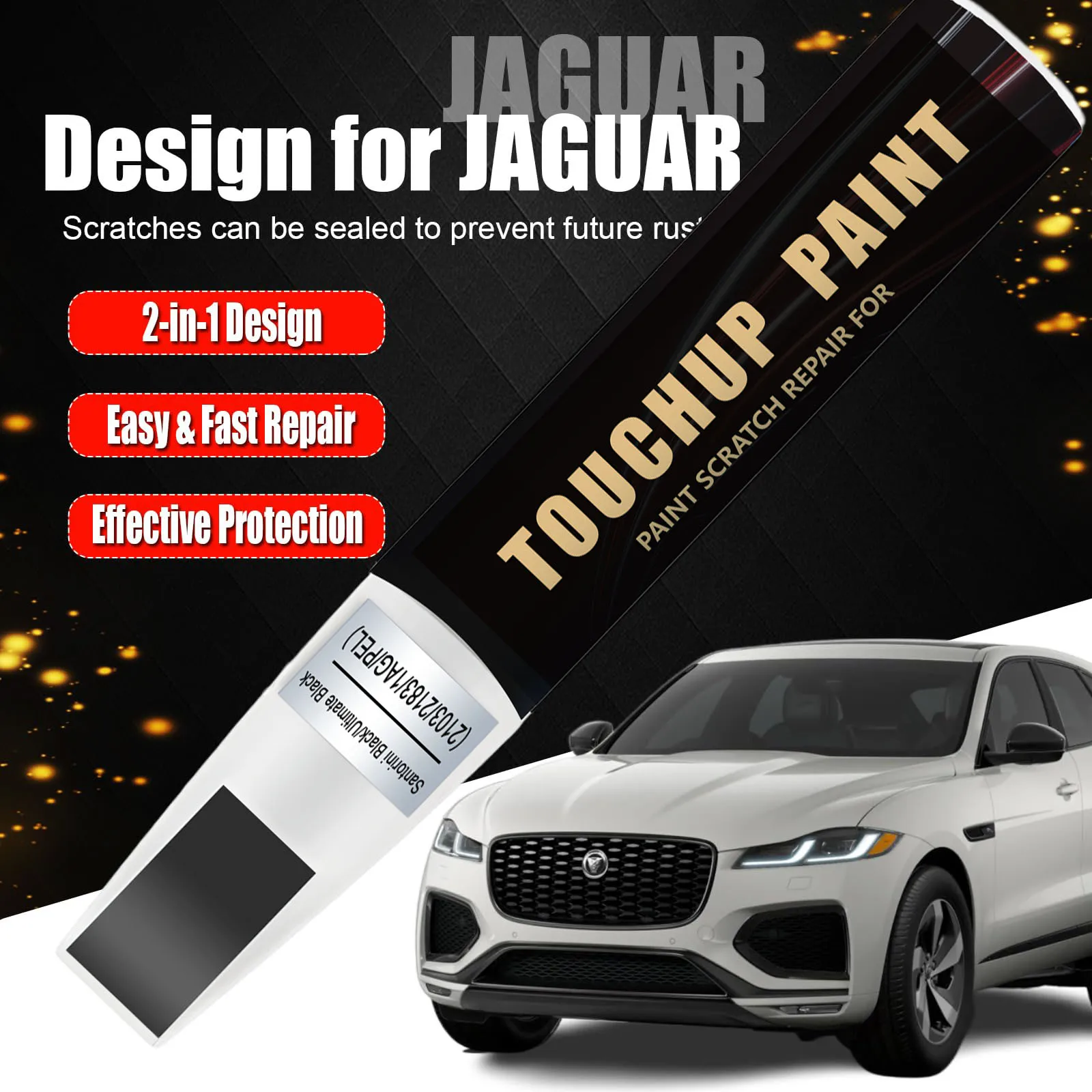 Car Touch Up Paint(Santorini Black(2103/2183/1AG/PEL)) for Jaguar Ultimate Black Car Paint Scratch Repair Kit