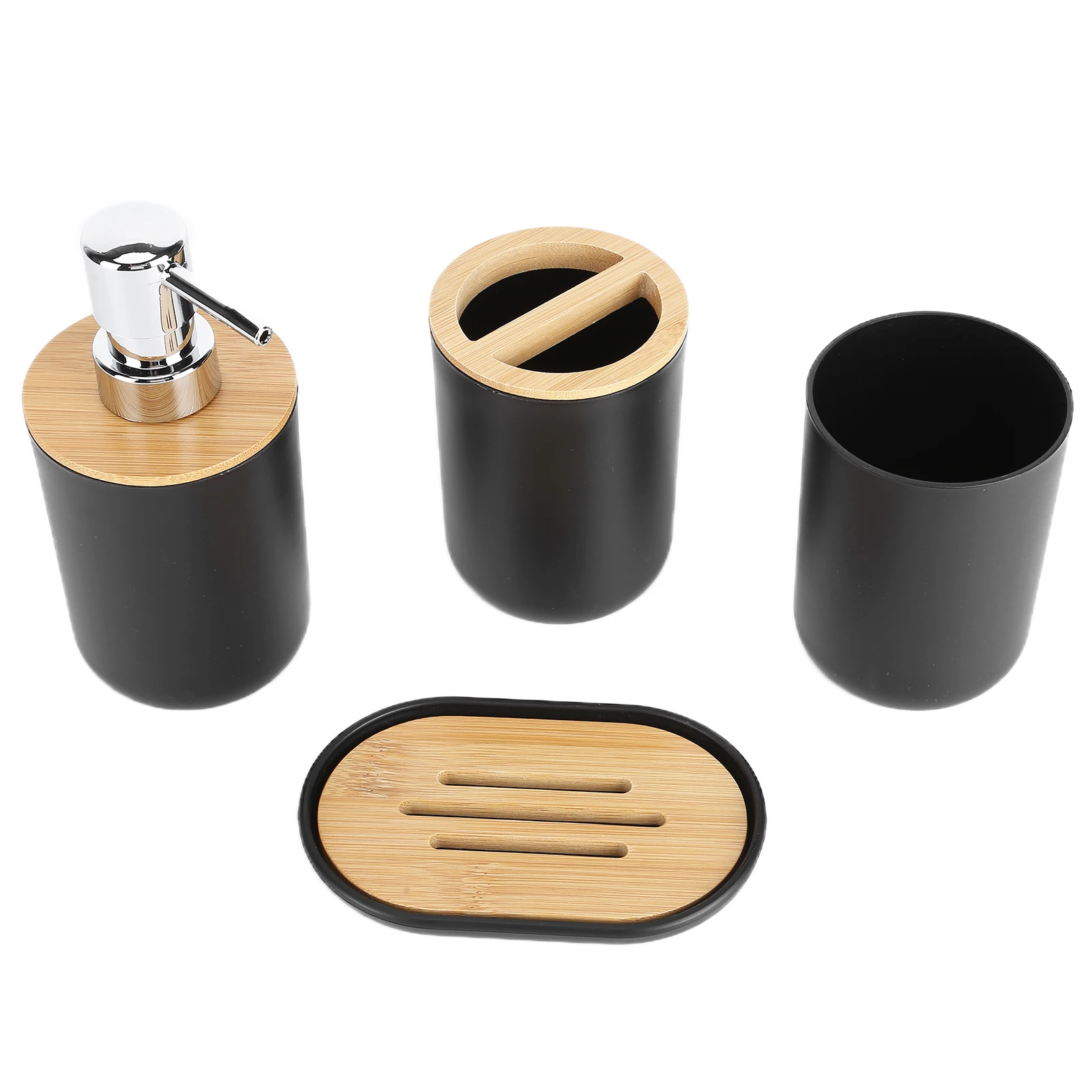 4Pcs Bathroom Accessory Set Bamboo Waterproof Durable Gift Toothbrush Cup for Home Hotel Household Accessories