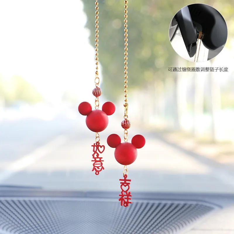 High-end and Adorable Car Rearview Mirror Car-mounted Accessory Creative Car Interior Bless with Safeness Decoration Pendant