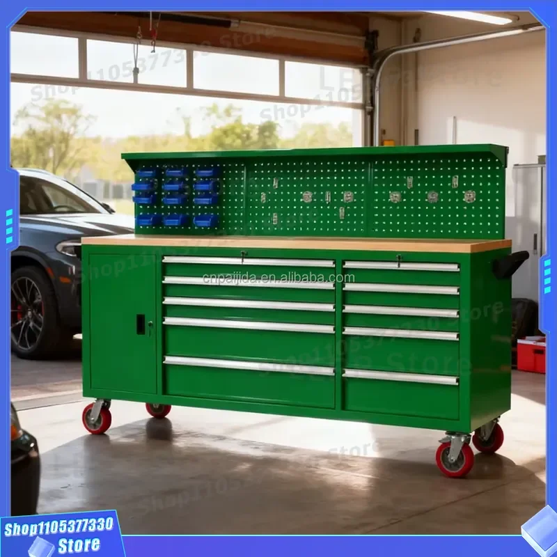 Heavy Duty 10 Drawer Tool Cabinet with Lockable System and Customized Ball Bearing Slide Rail Professional Rolling Cart