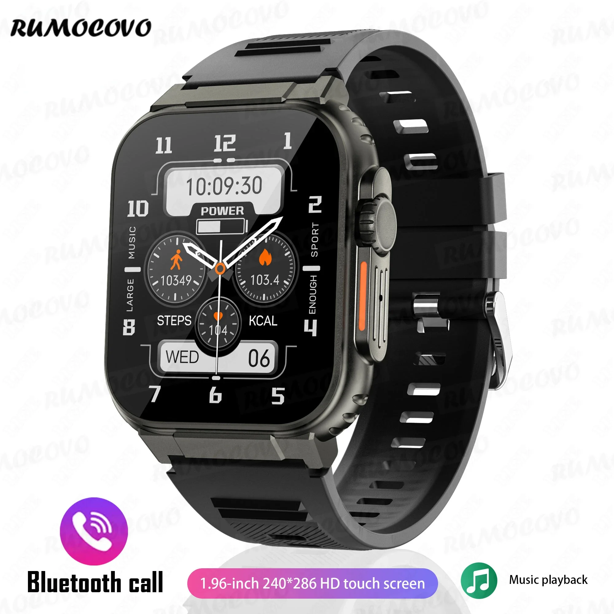 

RUMOCOVO® Smart Watch Men Long Standby Sport Bracelet Bluetooth Call IP68 Waterproof Clock Men Smartwatch Support For Recording