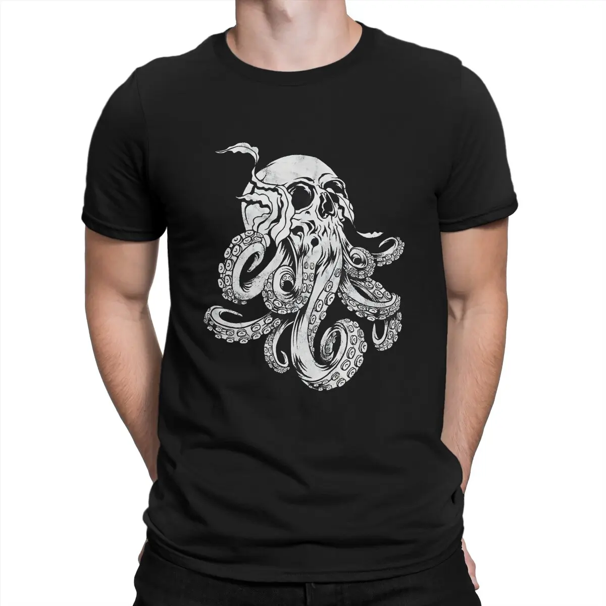 Octopus Skull Cthulhu Man\'s TShirt Kraken O Neck Tops 100% Cotton T Shirt Humor High Quality Birthday Gifts