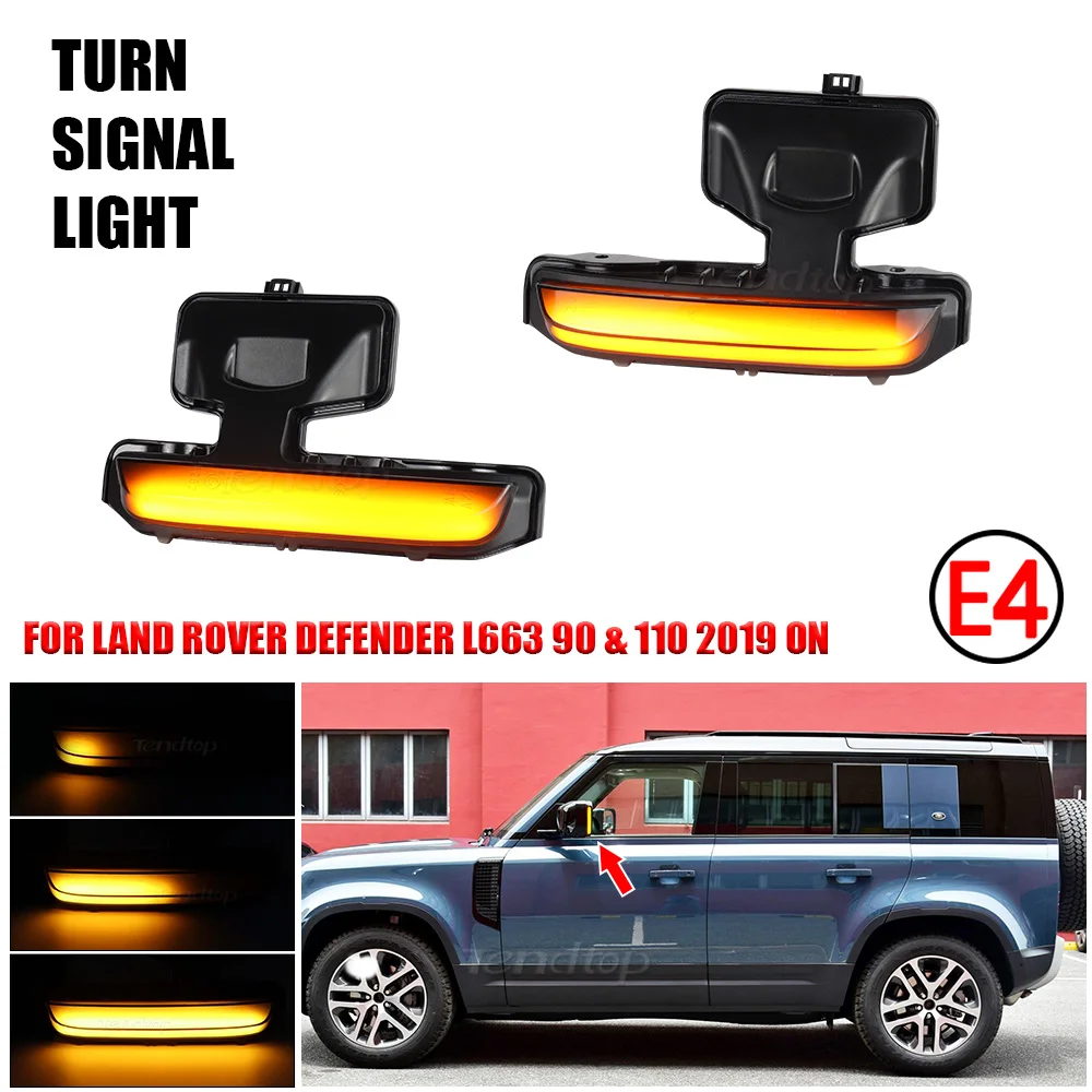 

Smoked Lens LED Dynamic Turn Signal Light Side Mirror Blinker Sequential Light For Land Rover Defender 2020-2023
