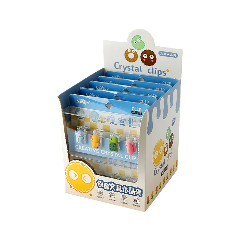 4pcs/set Mini Color animal binder clip Transparent Clips Set Paper Clip Clamp File Index Photo Office School no packing box
