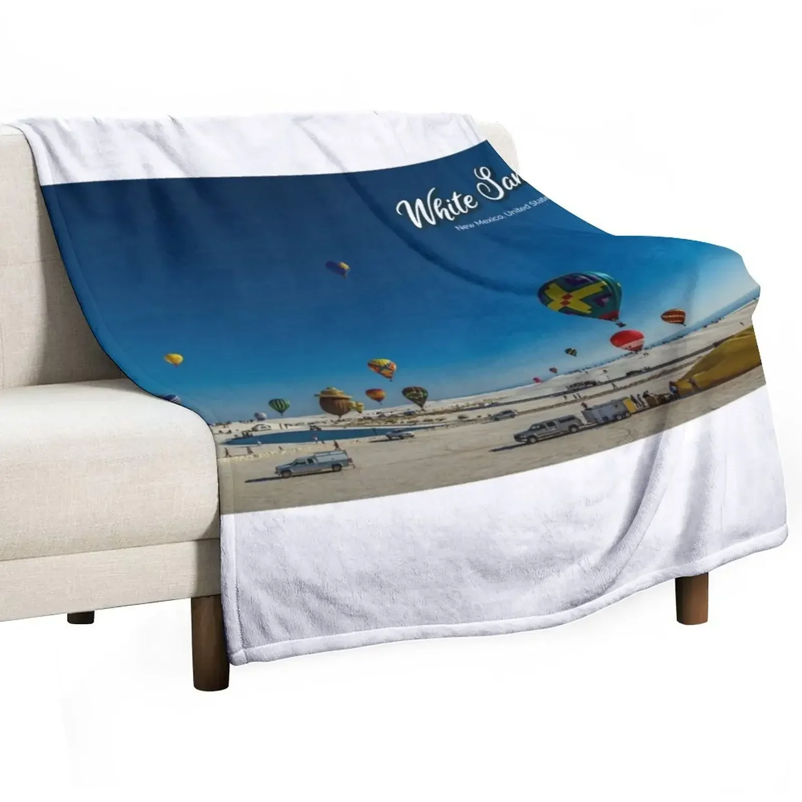 White Sands Hot Air Balloon Invitational Throw Blanket Retros Flannels Travel Blankets