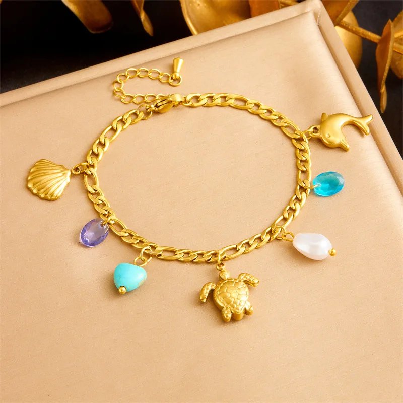 

10 Pieces Stainless Steel Bohemian Style Sea Star Turtle Creative Pendant Fashion Jewelry for Women